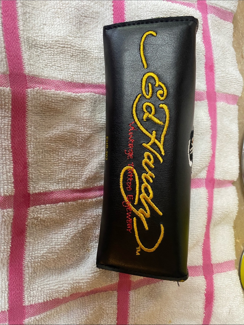 Ed Hardy Black Embroidered Skull & Rose Eyeglass Holder
